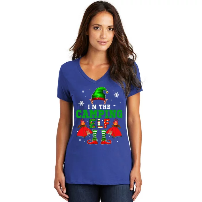 IM The Camping Elf Christmas Elf Shoes Hat Costume Camper Funny Gift Women's V-Neck T-Shirt