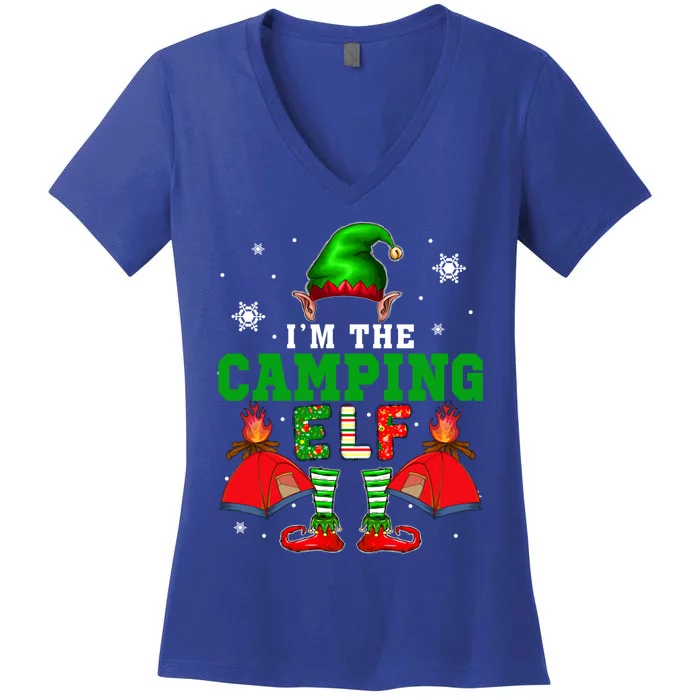 IM The Camping Elf Christmas Elf Shoes Hat Costume Camper Funny Gift Women's V-Neck T-Shirt