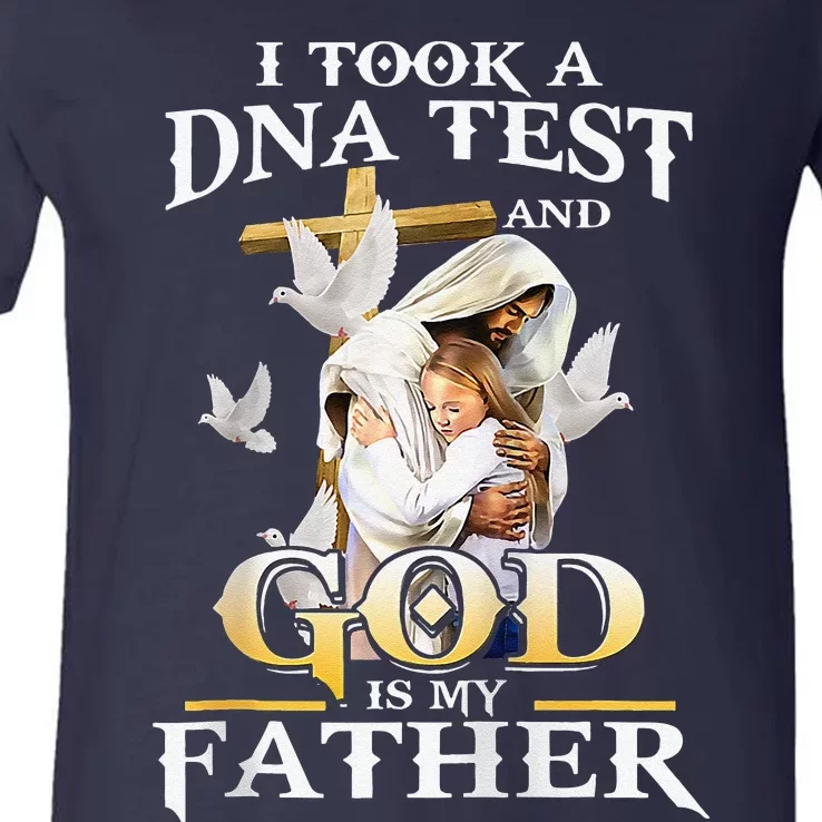 I Took Dna Test And God Is My Far Christian Fars Day V-Neck T-Shirt