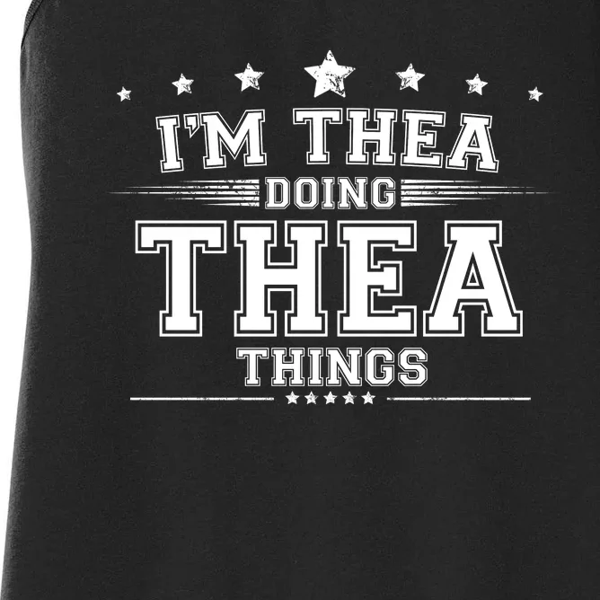 Im Thea Doing Thea Things Women's Racerback Tank