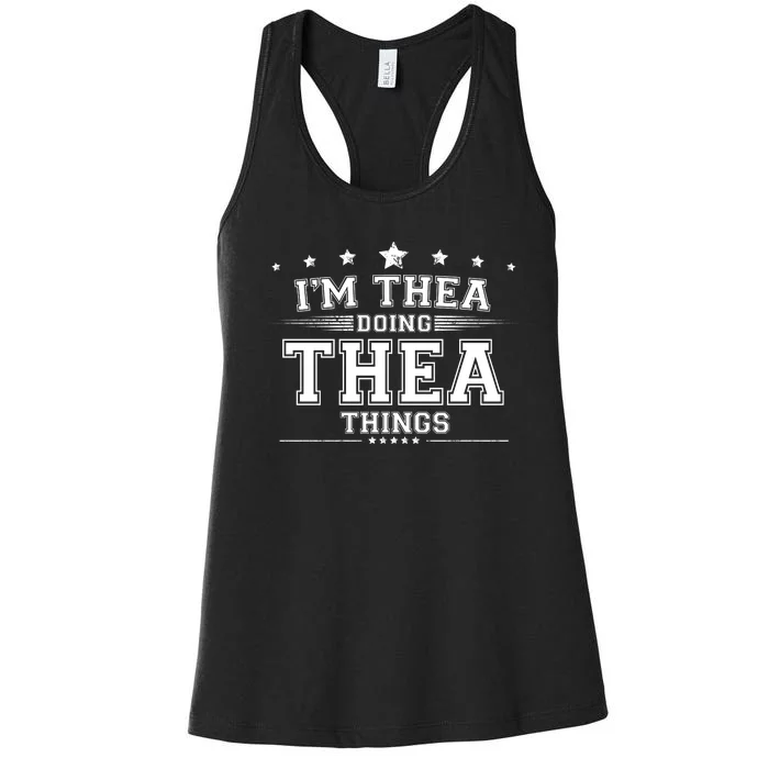 Im Thea Doing Thea Things Women's Racerback Tank