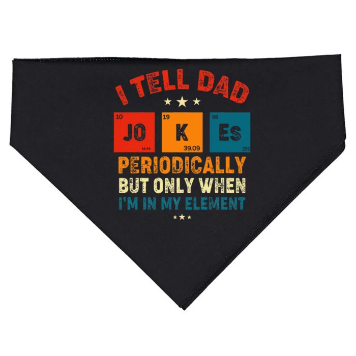 I Tell Dad Jokes Periodically Element Retro Fathers Day USA-Made Doggie Bandana