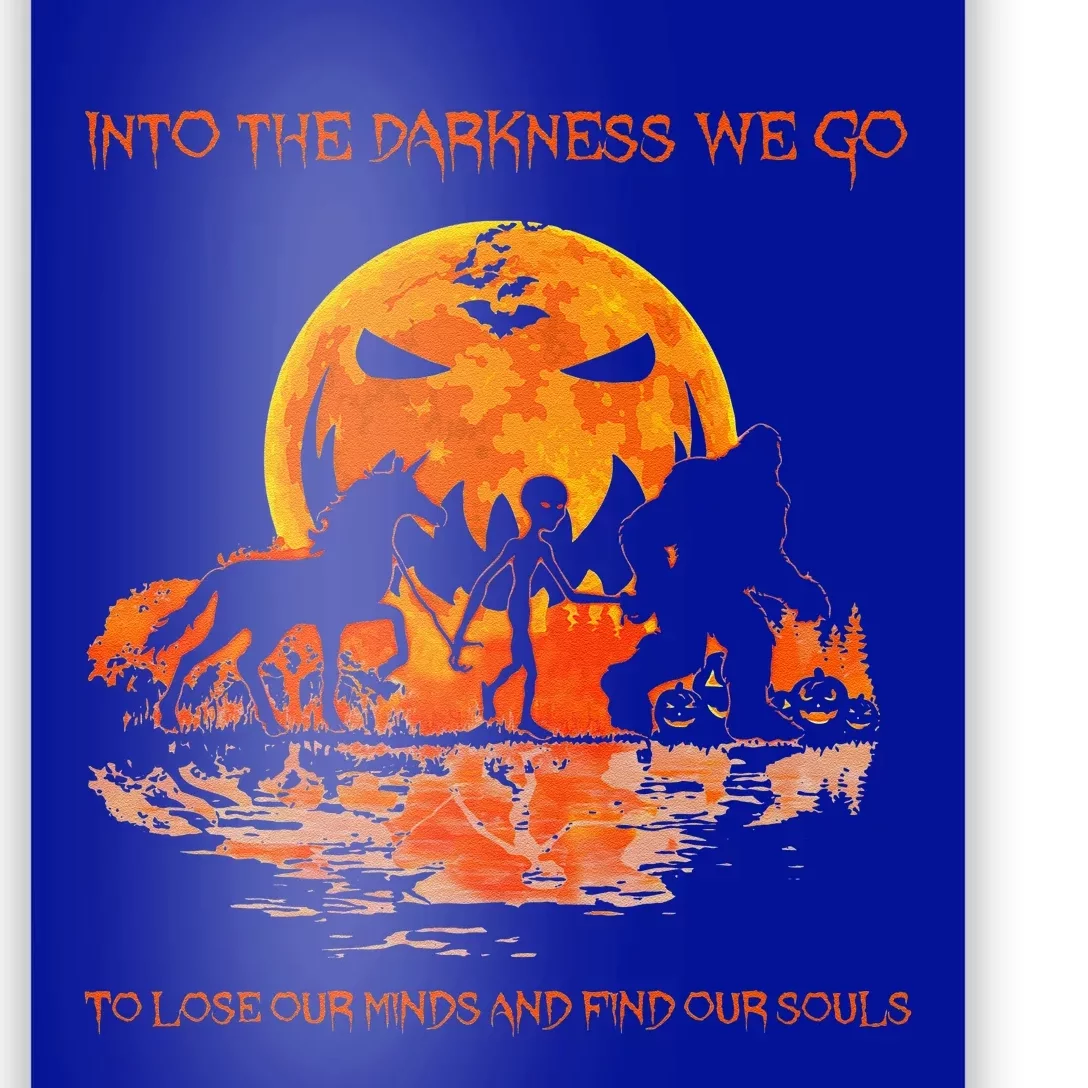 Into The Darkness We Go Bigfoot Alien Poster