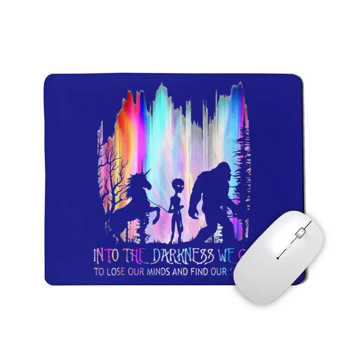 Into The Darkness We Go Funny Halloween Bigfoot Horror Mousepad