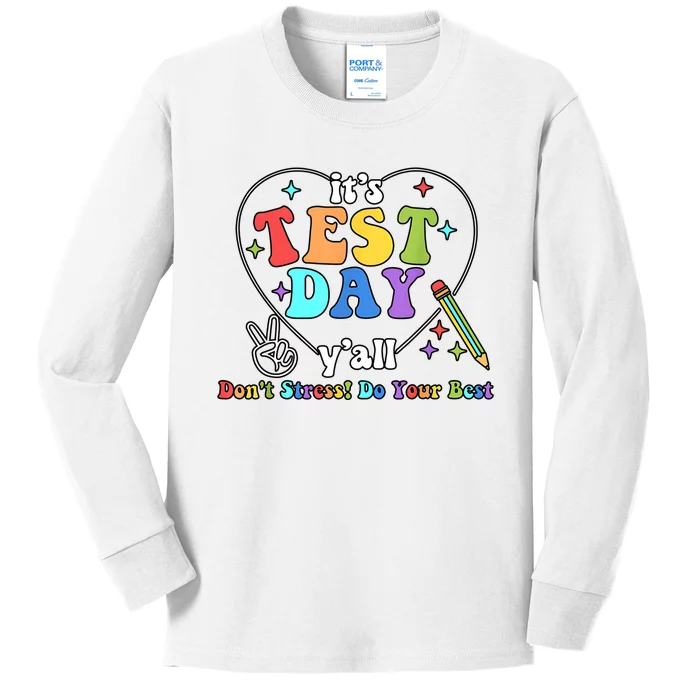 ItS Test Day YAll Funny Testing Day Kids Long Sleeve Shirt