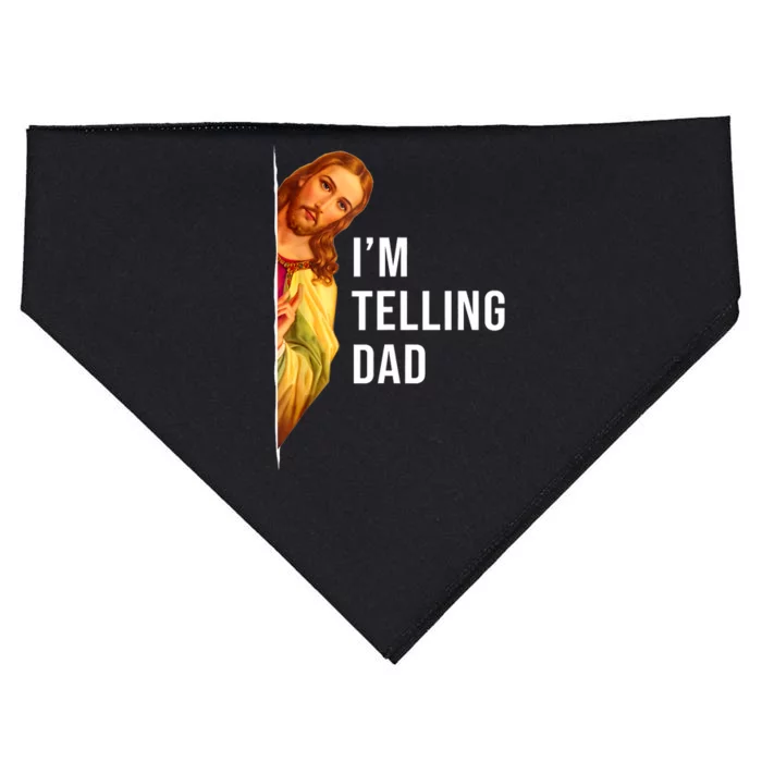 Im Telling Dad Funny Religious Christian Jesus Meme USA-Made Doggie Bandana