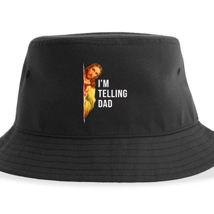 Im Telling Dad Funny Religious Christian Jesus Meme Sustainable Bucket Hat