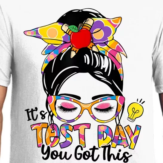 ItS Test Day You Got This Messy Bun Teacher Testing Exam Pajama Set