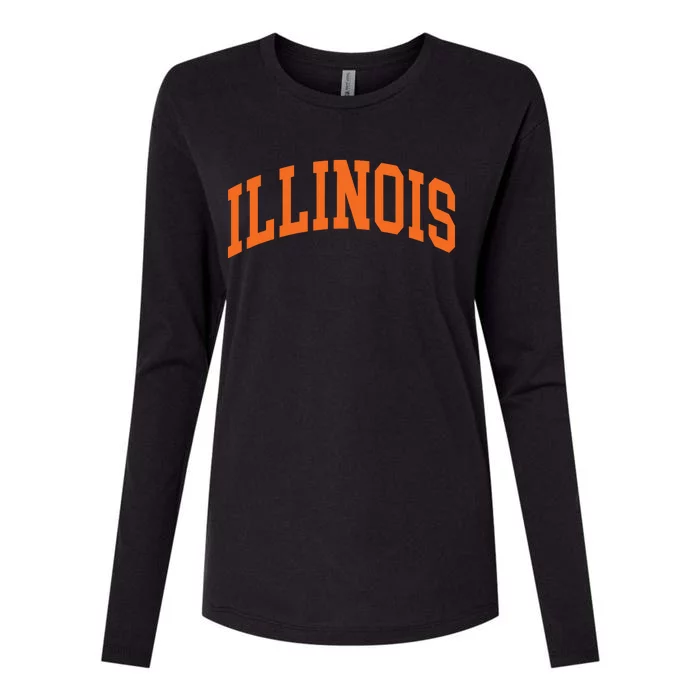 Illinois Throwback Design Classic Womens Cotton Relaxed Long Sleeve T-Shirt