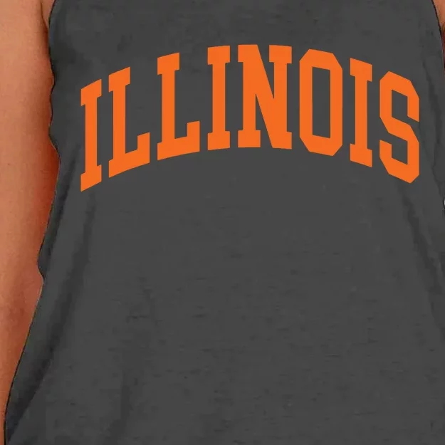 Illinois Throwback Design Classic Women's Knotted Racerback Tank