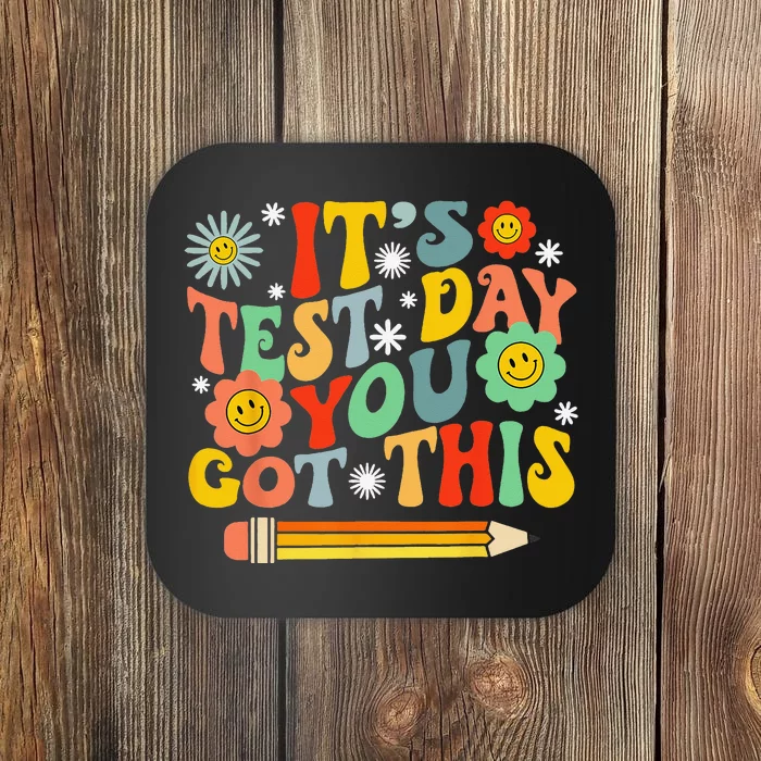 It's Test Day You Got This Retro Testing Day Wavy Groovy Coaster