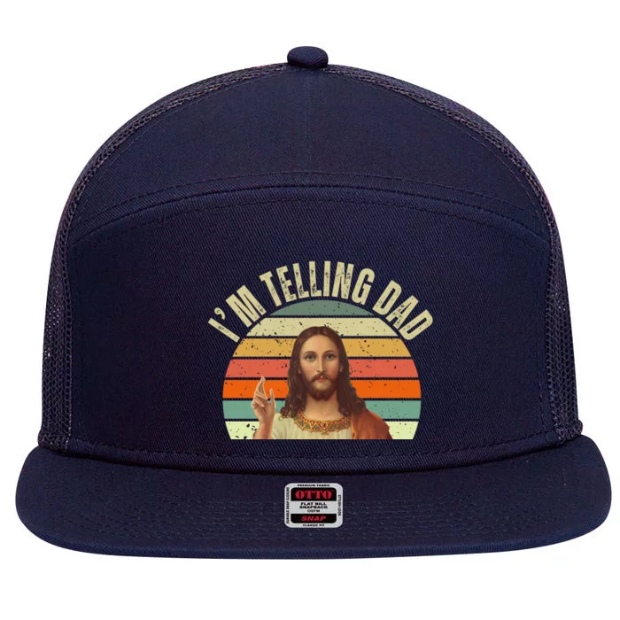 Im Telling Dad Funny Religious Christian Jesus 7 Panel Mesh Trucker Snapback Hat