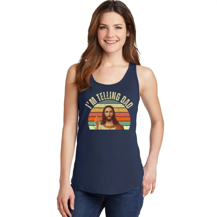 Im Telling Dad Funny Religious Christian Jesus Ladies Essential Tank