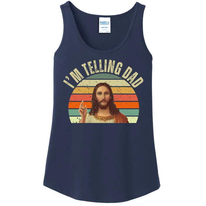 Im Telling Dad Funny Religious Christian Jesus Ladies Essential Tank