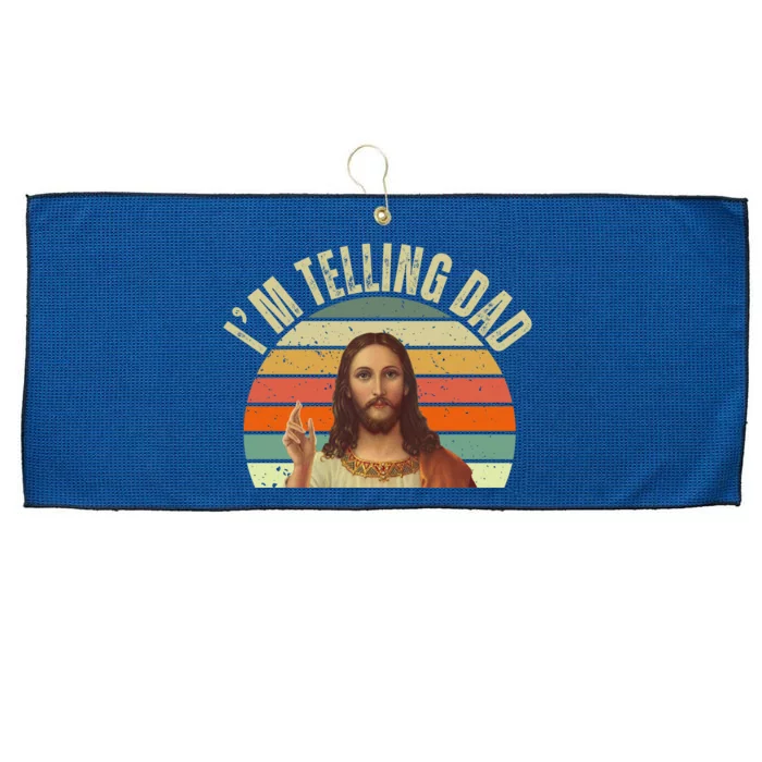 Im Telling Dad Funny Religious Christian Jesus Large Microfiber Waffle Golf Towel