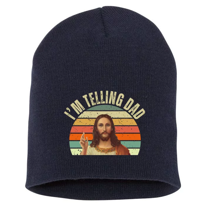 Im Telling Dad Funny Religious Christian Jesus Short Acrylic Beanie