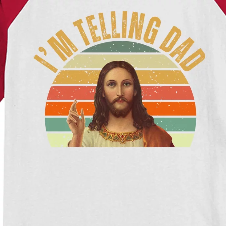 Im Telling Dad Funny Religious Christian Jesus Kids Colorblock Raglan Jersey