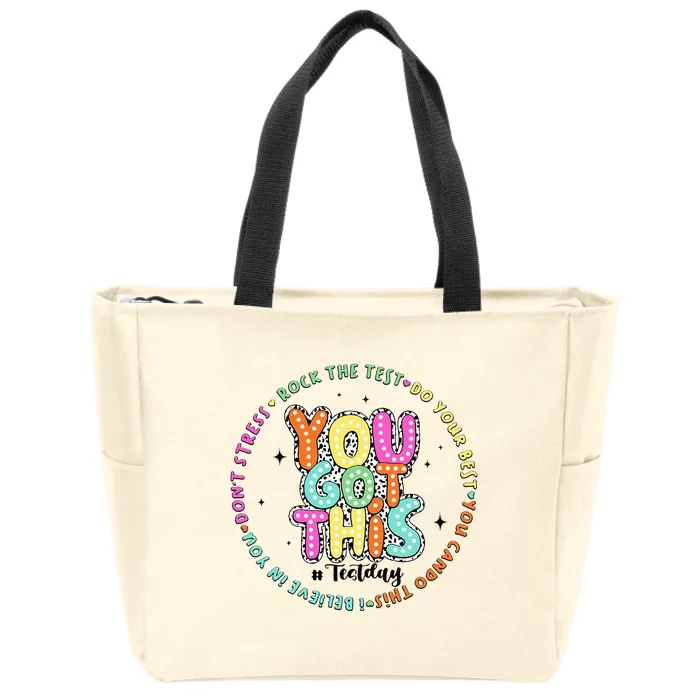 It’S Test Day You Got This Rock The Test Dalmatian Dots Zip Tote Bag