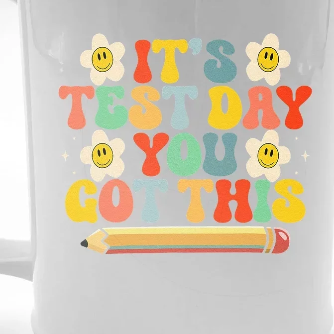 It's Test Day You Got This Teacher Retro Groovy Testing Day Front & Back Beer Stein