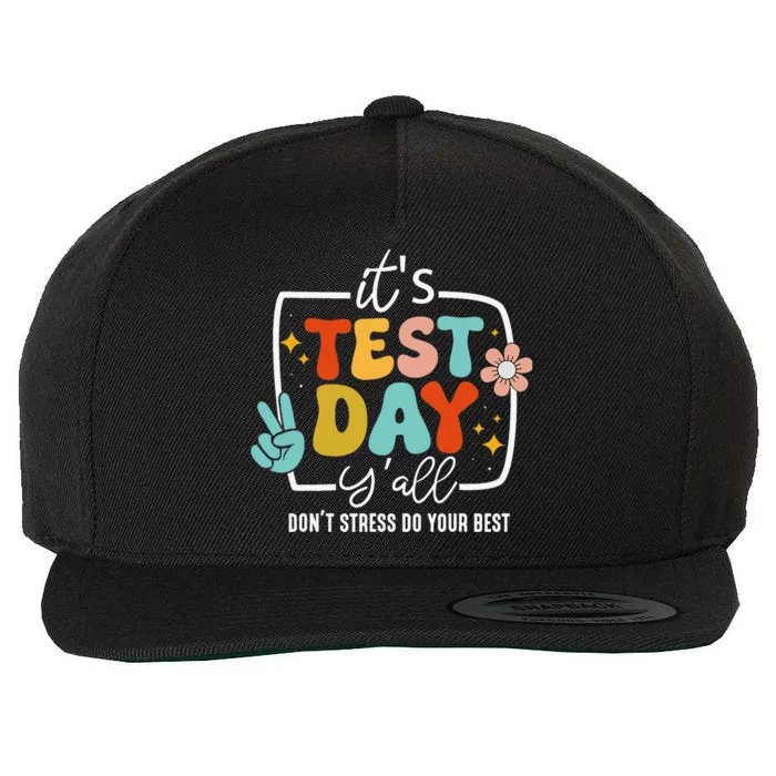 ItS Test Day YAll Groovy Testing Day Teacher Student Exam Wool Snapback Cap