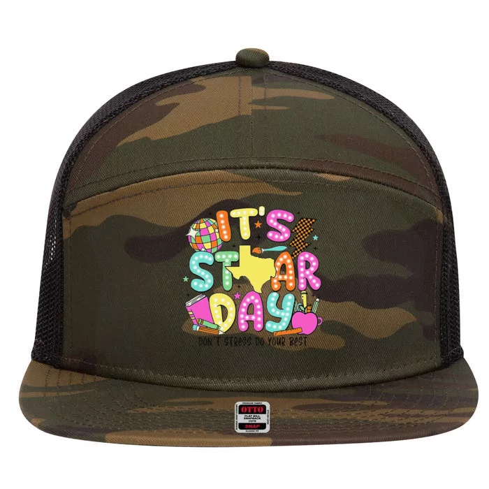 ItS Test Day Yall DonT Stress Just Do Your Best Teacher 7 Panel Mesh Trucker Snapback Hat