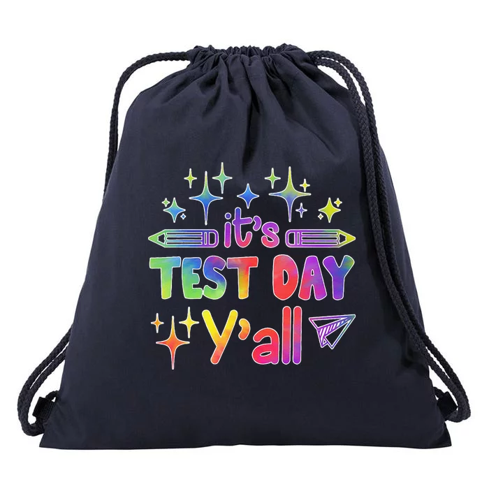 ItS Test Day Yall Tie Dye Test Day Teacher School Drawstring Bag