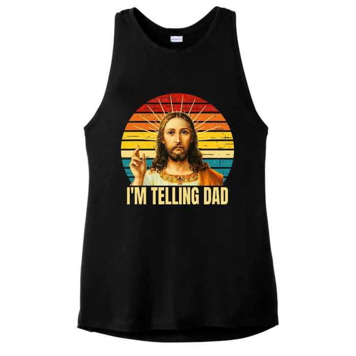 IM Telling Dad Religious Christian Jesus Ladies Tri-Blend Wicking Tank