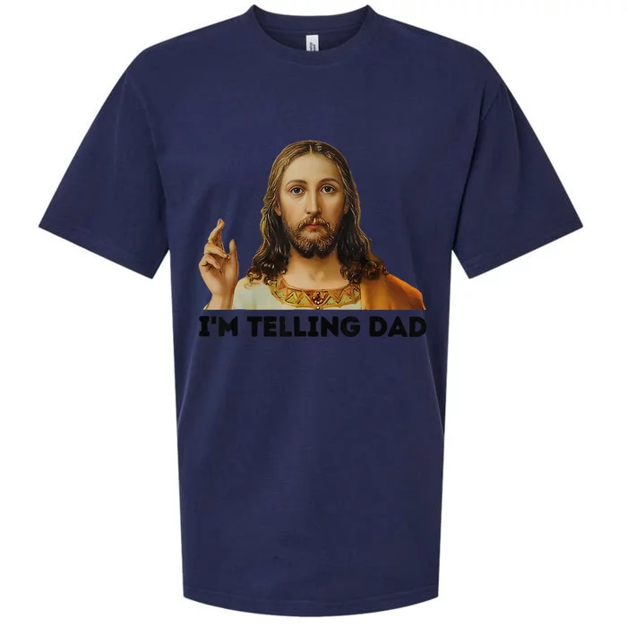 Im Telling Dad Funny Religious Christian Jesus Meme Sueded Cloud Jersey T-Shirt