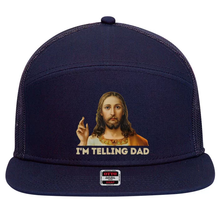 IM Telling Dad Funny Religious Christian Jesus Meme 7 Panel Mesh Trucker Snapback Hat