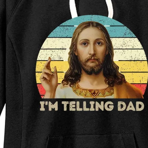 Im Telling Dad Funny Religious Christian Jesus Meme Women's Fleece Hoodie