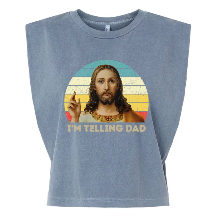 Im Telling Dad Funny Religious Christian Jesus Meme Garment-Dyed Women's Muscle Tee