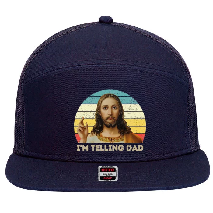 Im Telling Dad Funny Religious Christian Jesus Meme 7 Panel Mesh Trucker Snapback Hat