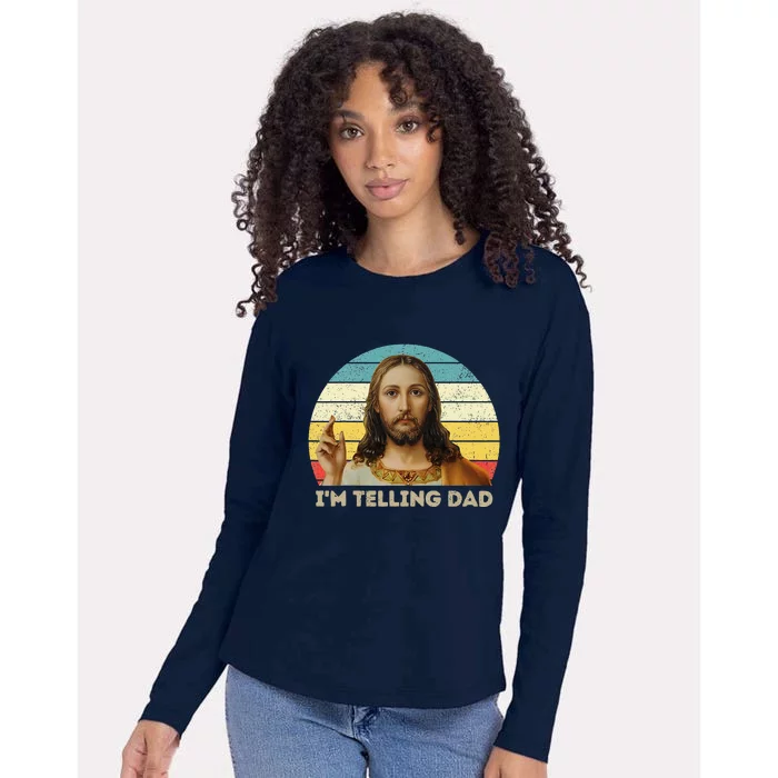 Im Telling Dad Funny Religious Christian Jesus Meme Womens Cotton Relaxed Long Sleeve T-Shirt