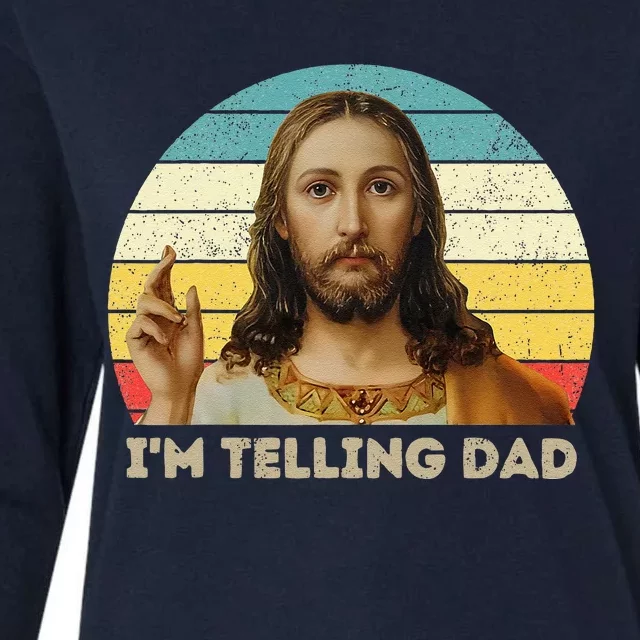 Im Telling Dad Funny Religious Christian Jesus Meme Womens Cotton Relaxed Long Sleeve T-Shirt