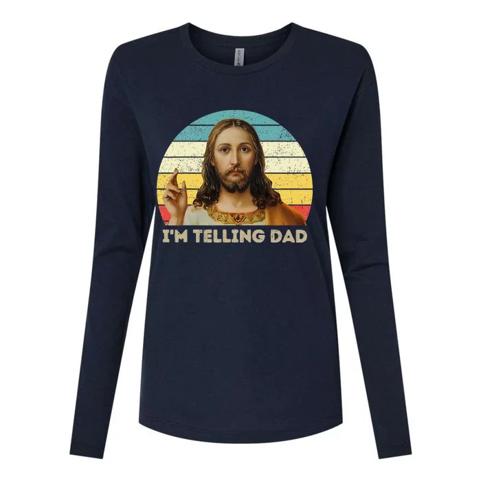 Im Telling Dad Funny Religious Christian Jesus Meme Womens Cotton Relaxed Long Sleeve T-Shirt