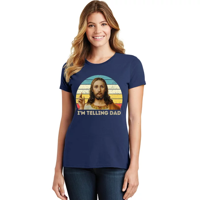 Im Telling Dad Funny Religious Christian Jesus Meme Women's T-Shirt