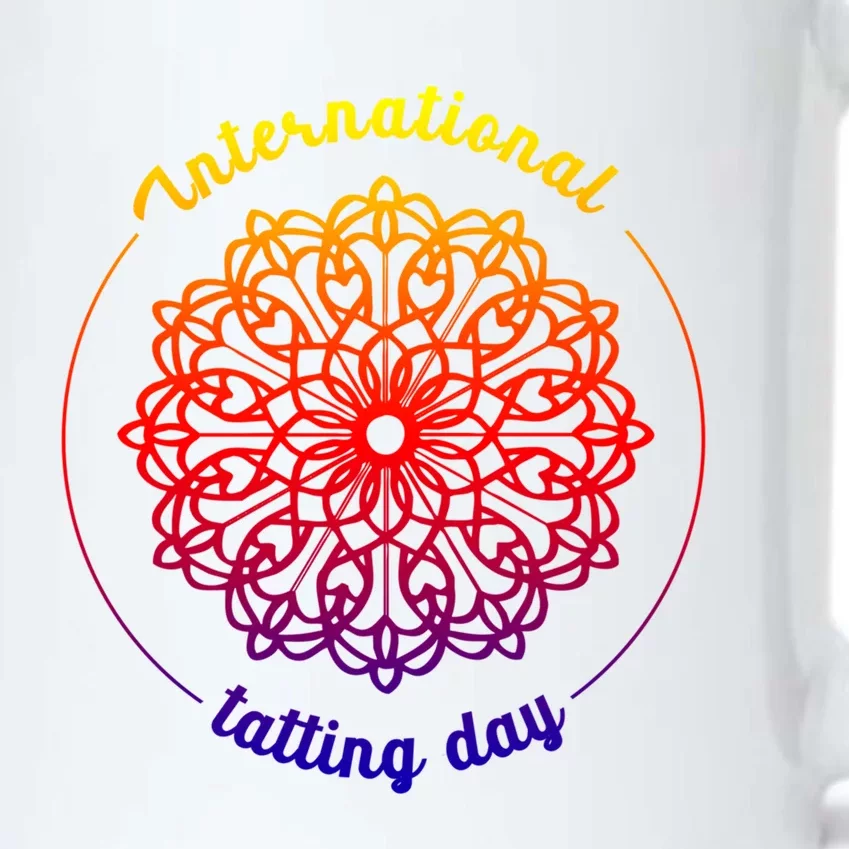 International Tatting Day Lace Textile Art Craft Diy Meaningful Gift Black Color Changing Mug