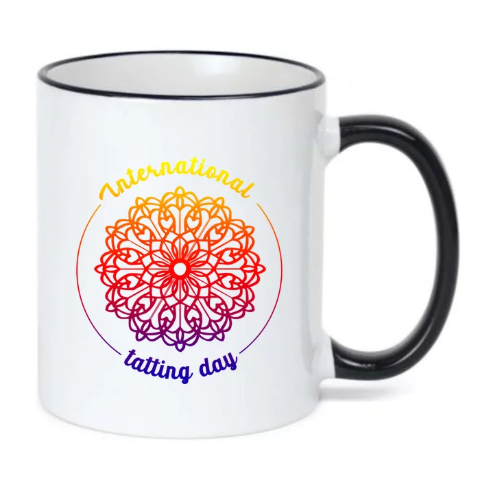 International Tatting Day Lace Textile Art Craft Diy Meaningful Gift Black Color Changing Mug