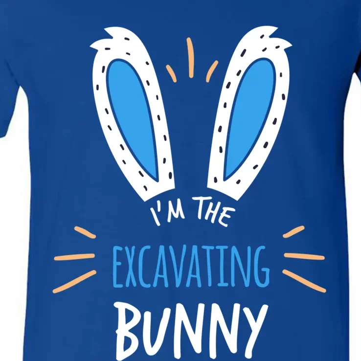 I'm The Excavating Bunny Ears Excavator Easter Sunday Gift V-Neck T-Shirt