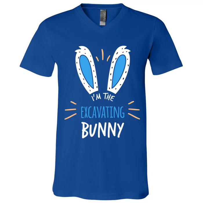 I'm The Excavating Bunny Ears Excavator Easter Sunday Gift V-Neck T-Shirt