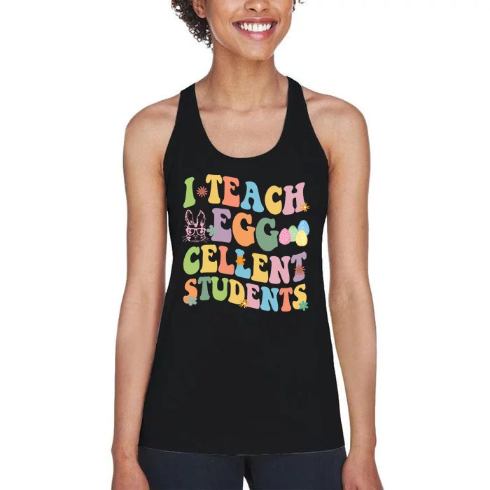 I Teach Egg Cellent Students Easter Bunny Women's Racerback Tank