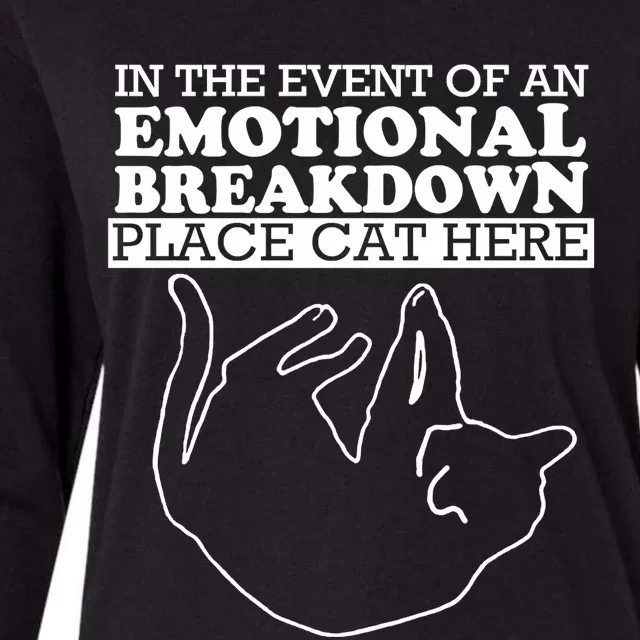 In The Event Of The Emotional Breakdown Place Cat Here For Cat Lover Womens Cotton Relaxed Long Sleeve T-Shirt