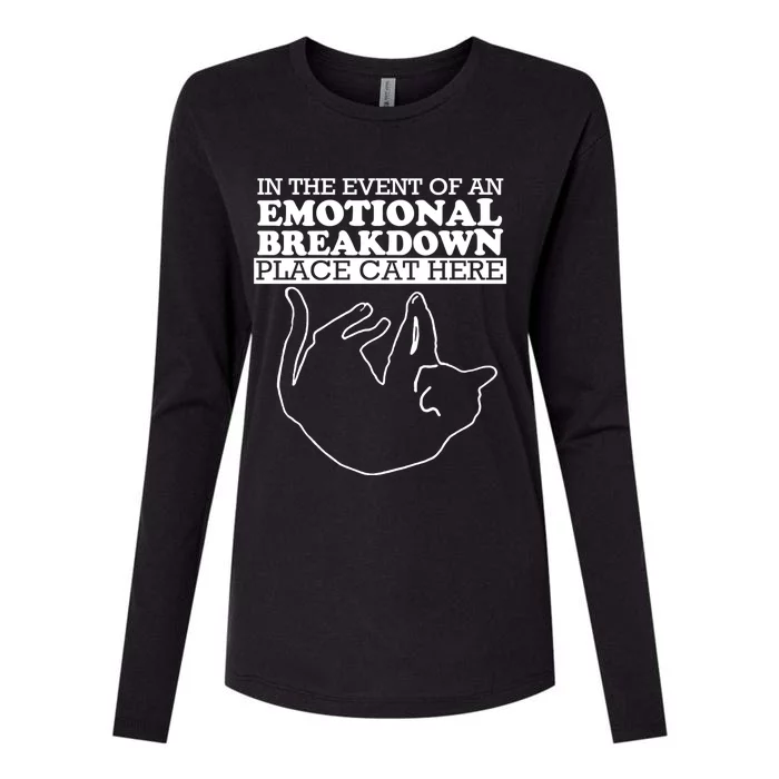 In The Event Of The Emotional Breakdown Place Cat Here For Cat Lover Womens Cotton Relaxed Long Sleeve T-Shirt