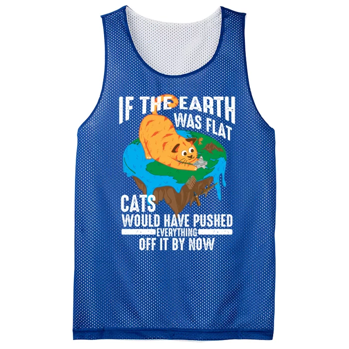 If The Earth Was Flat Cool Planet Cats Funny Gift Mesh Reversible Basketball Jersey Tank