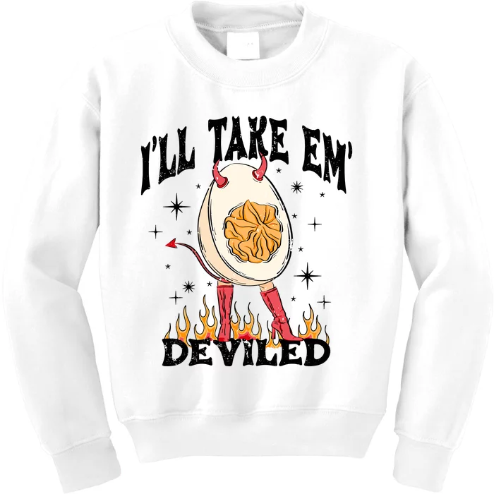 ILl Take Em Deviled Funny Thanksgiving Deviled Eggs Kids Sweatshirt