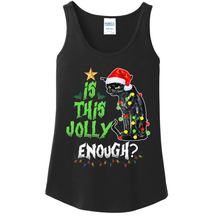 Is This Enough Jolly Grumpy Santa Cat Merry Christmas Ladies Essential Tank