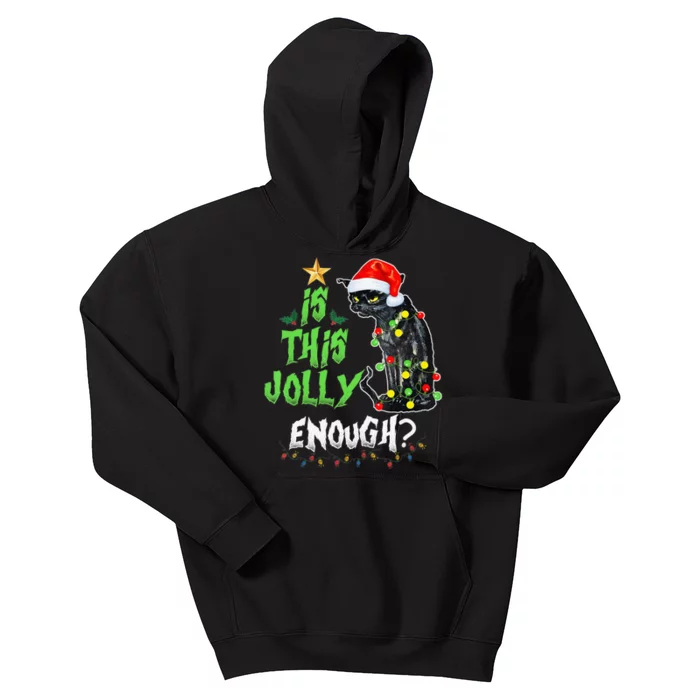 Is This Enough Jolly Grumpy Santa Cat Merry Christmas Kids Hoodie