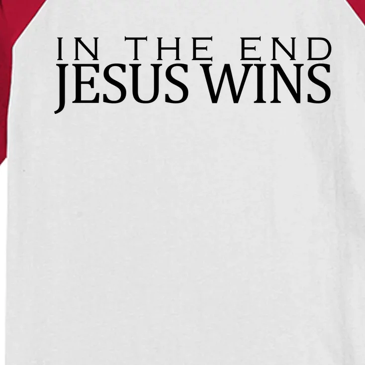 In The End Jesus Wins Christianity Kids Colorblock Raglan Jersey