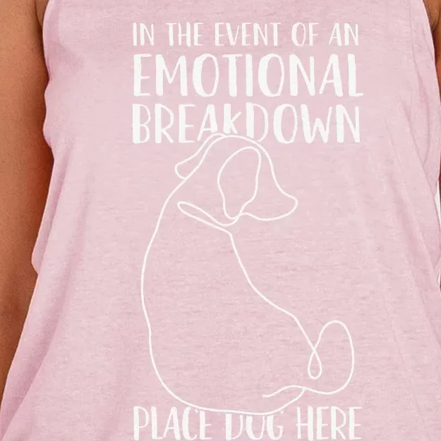 In The Event Of An Emotional Breakdown Place Dog Here Funny Women's Knotted Racerback Tank