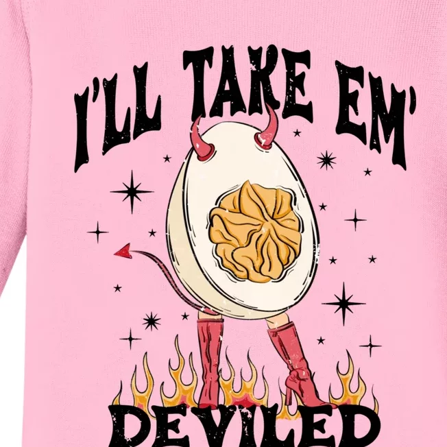 ILl Take Em Deviled Egg Funny Thanksgiving Baby Long Sleeve Bodysuit